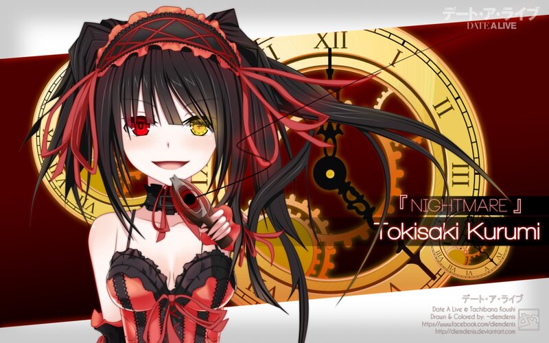 Anime Girl with Gun — Black, Dramatic, Clock