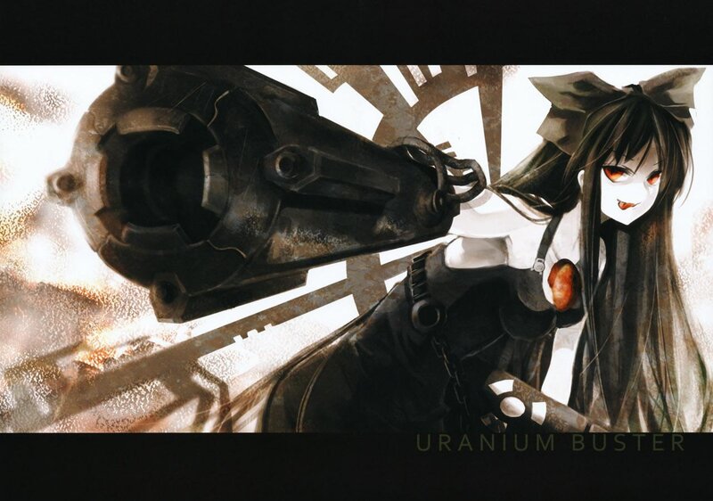 Anime Girl with Gun — Black, Dramatic, Digital Art, Clock