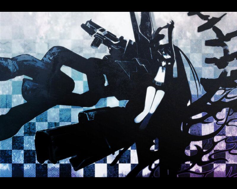 Anime Girl with Gun — Black, Dramatic, Digital Art, Tree