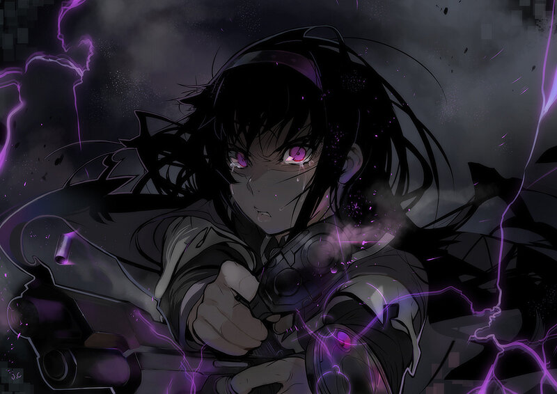 Anime Girl with Gun — Black, Dramatic, Intense