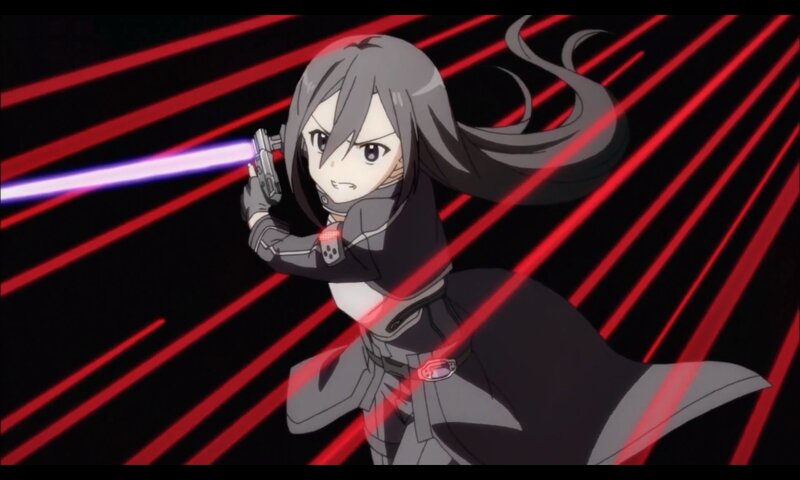Anime Girl with Gun — Black, Dramatic, Laser Beams