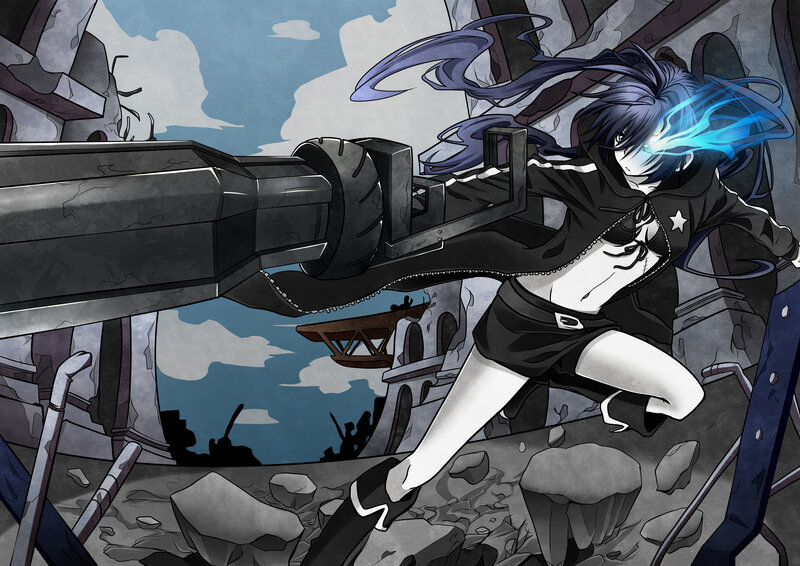 Anime Girl with Gun — Black, Dramatic, Manga