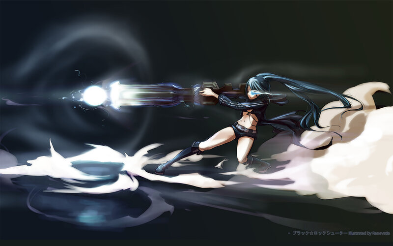 Anime Girl with Gun — Black, Dramatic, Night, Digital Art