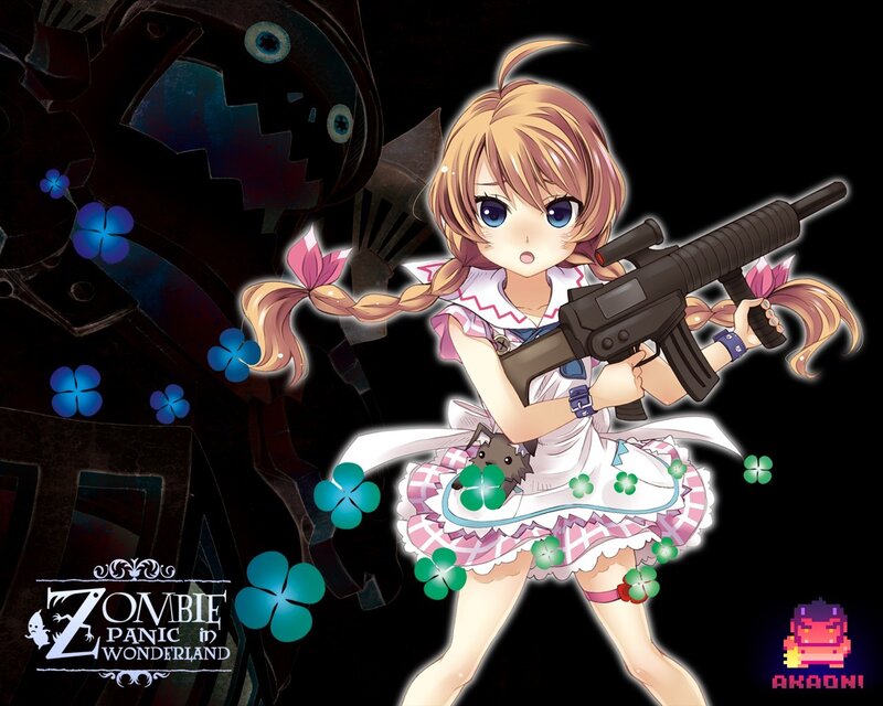Anime Girl with Gun — Black, Dramatic, Night, Robot