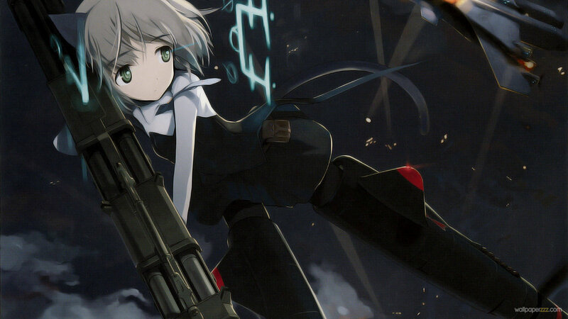 Anime Girl with Gun — Black, Dramatic, Night