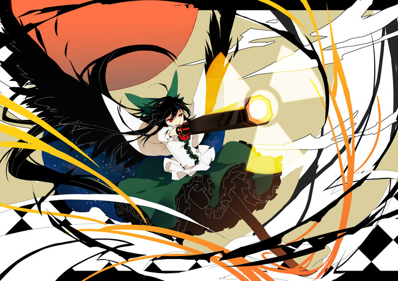 Anime Girl with Gun — Black, Dynamic, Intense