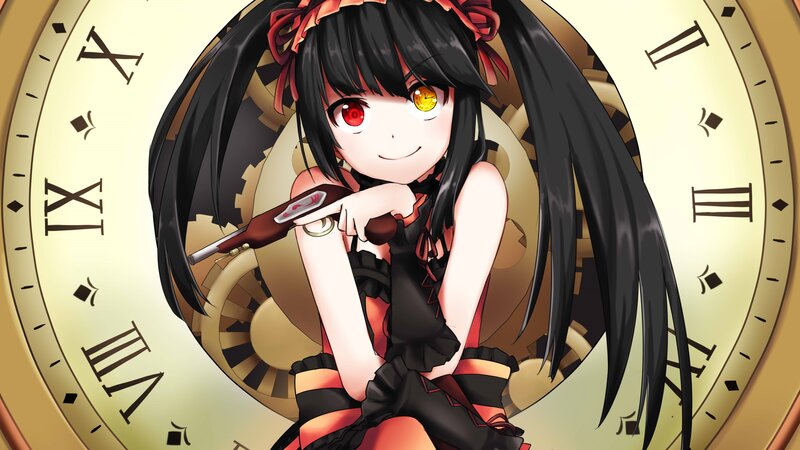 Anime Girl with Gun — Black, Playful, Digital Art