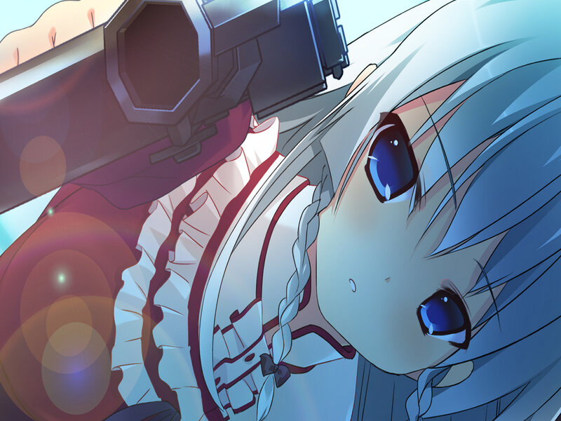 Anime Girl with Gun — Blue, Dramatic, Blue Eyes