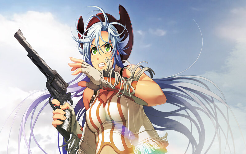 Anime Girl with Gun — Blue, Dramatic