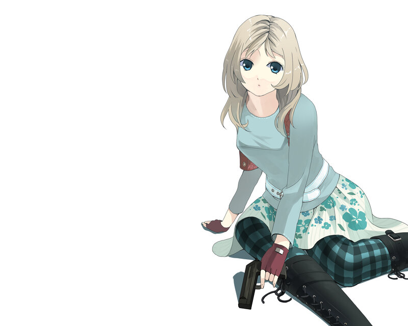 Anime Girl with Gun — Blue, Neutral