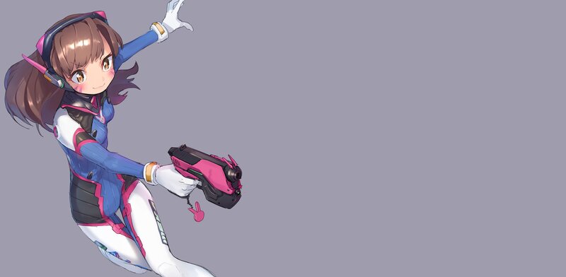 Anime Girl with Gun — Blue, Playful