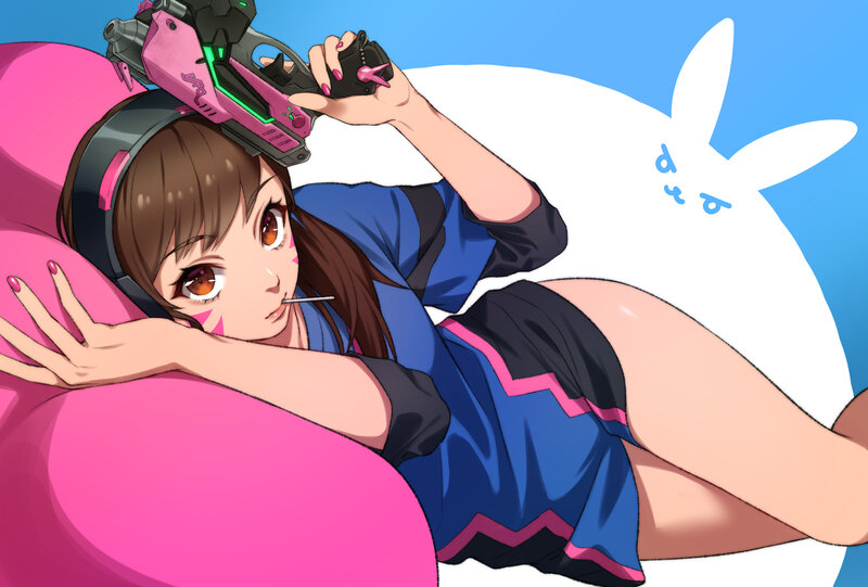 Anime Girl with Gun — Blue, Relaxed