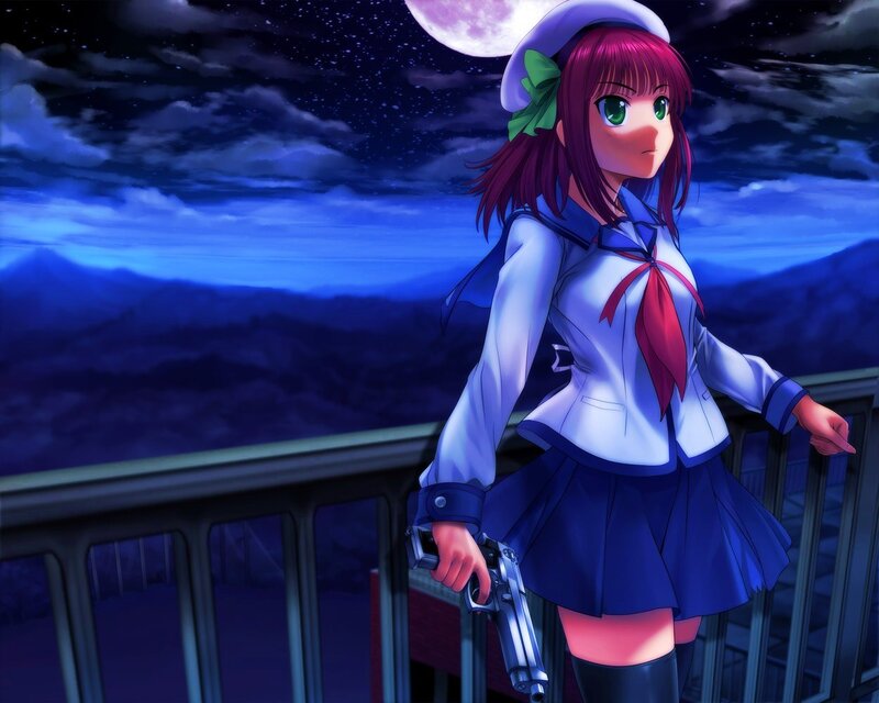 Anime Girl with Gun — Blue