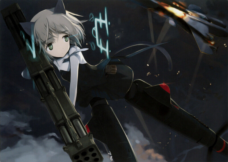 anime girl with gun in battle