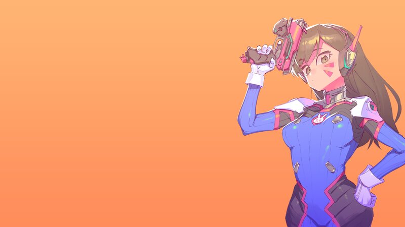 Anime Girl with Gun — Orange, Confident