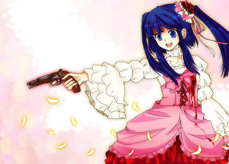 Anime Girl with Gun — Pink, Dramatic, Blood