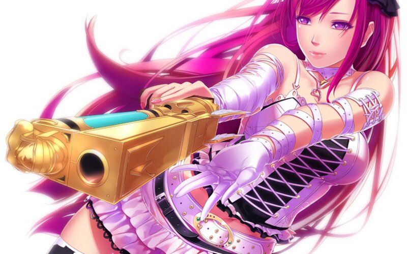 Anime Girl with Gun — Pink, Dynamic