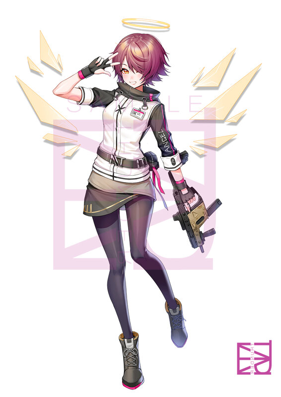 Anime Girl with Gun — Purple, Confident, Digital Art