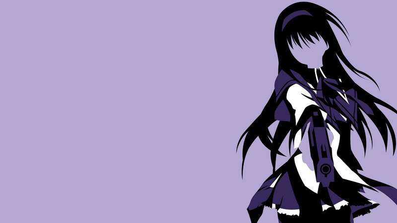 Anime Girl with Gun — Purple, Dramatic, Long Hair