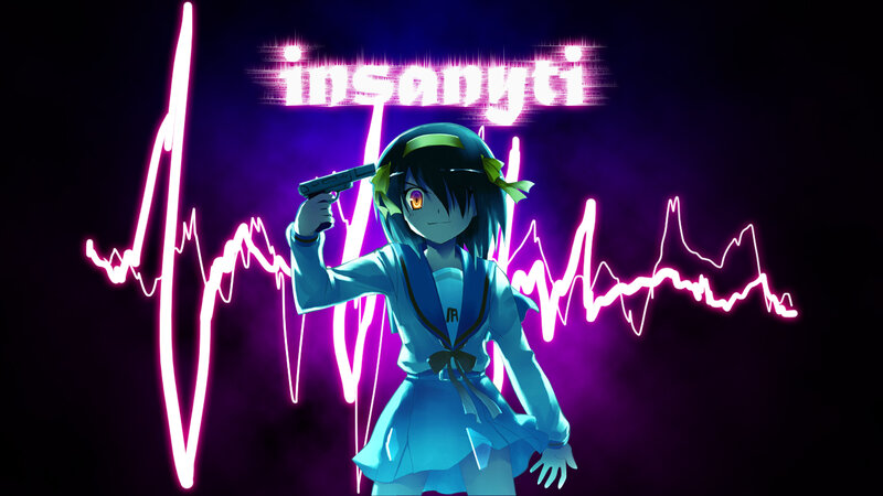 Anime Girl with Gun — Purple, Dramatic, Night, Digital Art, Sailor Uniform