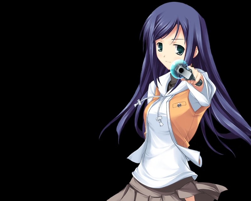 Anime Girl with Gun — Purple, Dramatic, School Uniform
