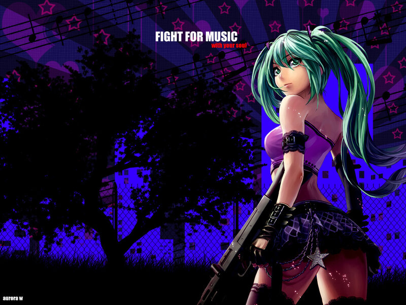 Anime Girl with Gun — Purple