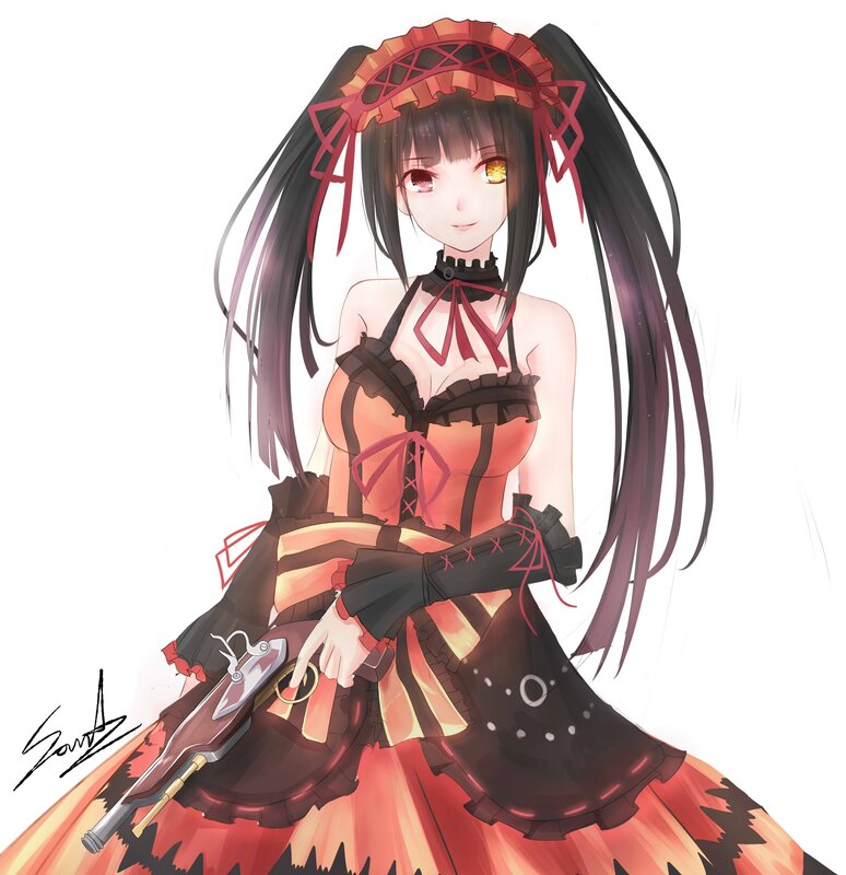 Anime Girl with Gun — Red, Calm