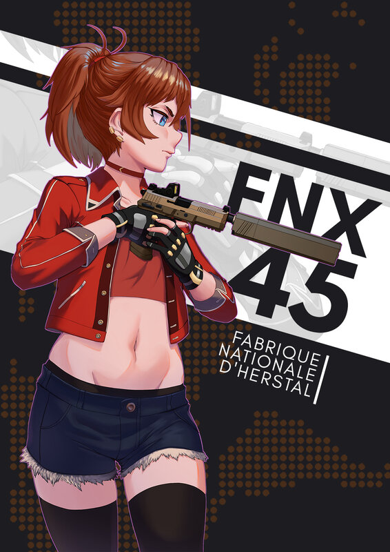 Anime Girl with Gun — Red, Dramatic, Digital Art, Jacket