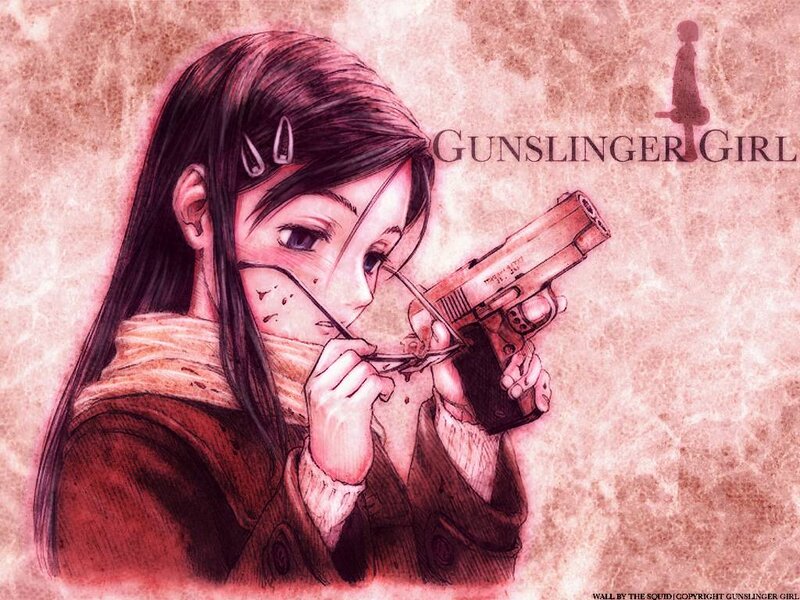 Anime Girl with Gun — Red, Dramatic, Manga
