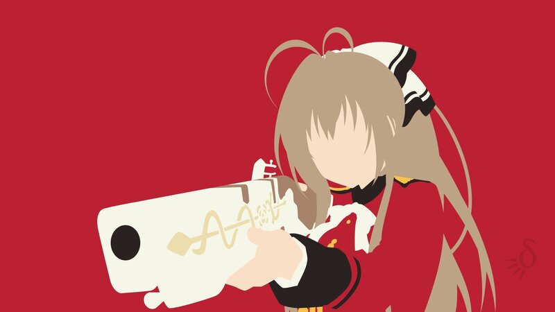 Anime Girl with Gun — Red, Dramatic, Minimalist