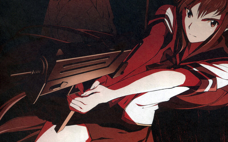 Anime Girl with Gun — Red, Dramatic, Night, Manga