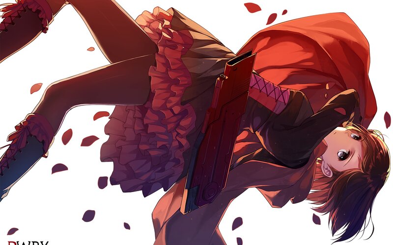 Anime Girl with Gun — Red, Dramatic, Red Cloak