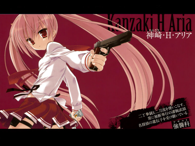 Anime Girl with Gun — Red, Dramatic