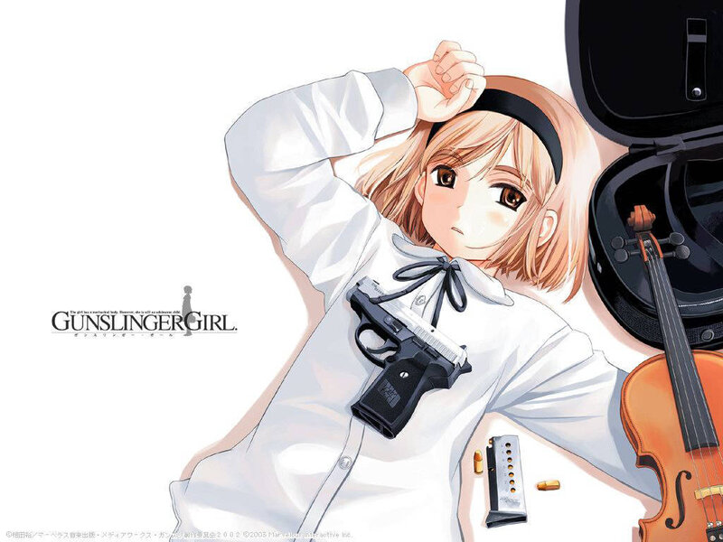 Anime Girl with Gun — White, Calm