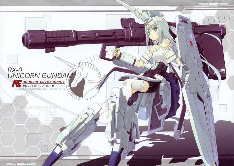 Anime Girl with Gun — White, Dramatic, Digital Art