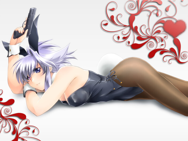 Anime Girl with Gun — White
