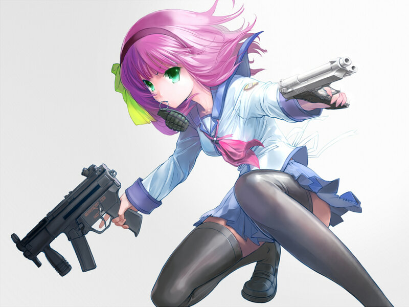 anime girl with guns