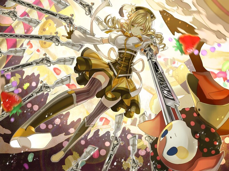 Anime girl with guns and candy