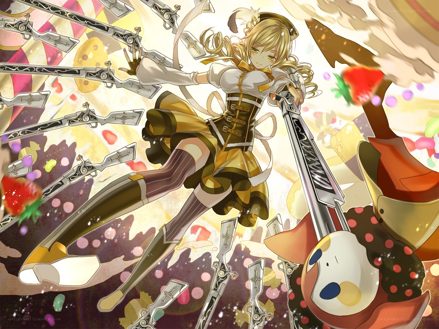 Anime girl with guns and candy