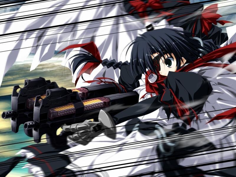 Anime Girl with Guns — Black, Action