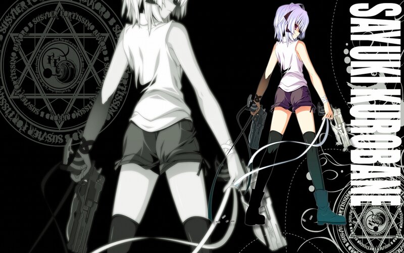 Anime Girl with Guns — Black, Dramatic, Night