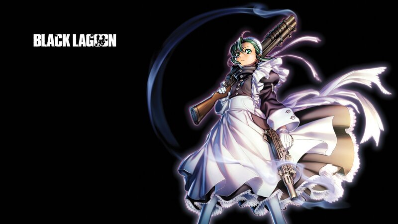 Anime Girl with Guns — Black, Dramatic, White Dress
