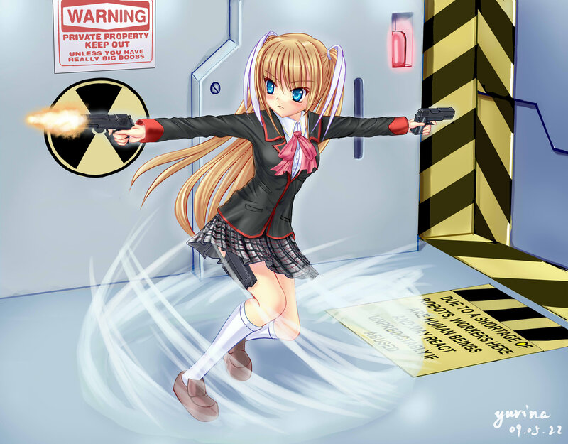 Anime Girl with Guns — Blue, Action