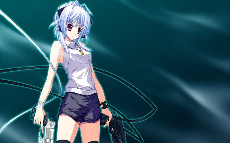 Anime Girl with Guns — Blue, Dramatic, Cat Ears