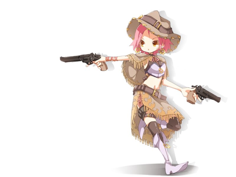 Anime Girl with Guns — Brown, Action