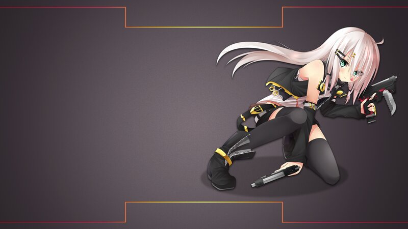 Anime Girl with Guns — Gray, Dramatic, Long Hair