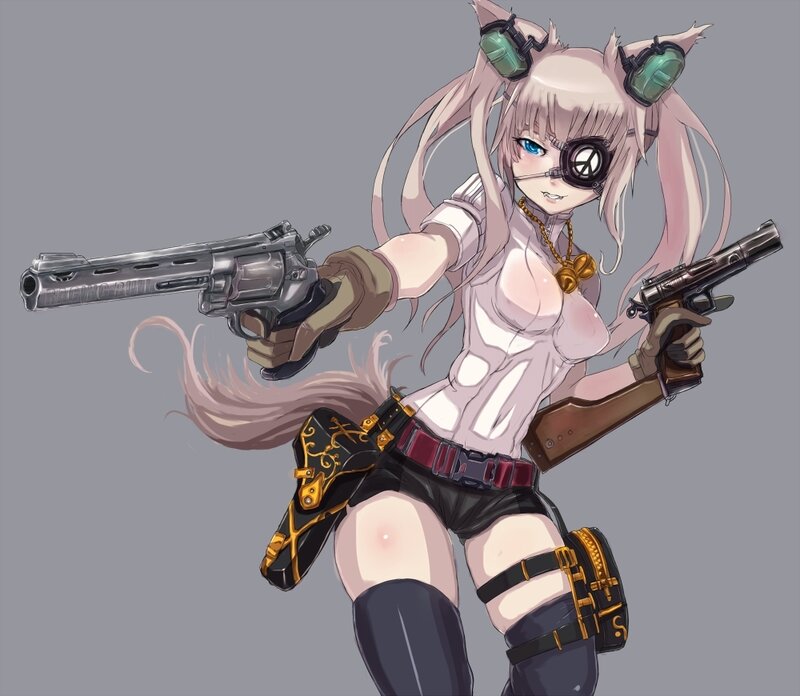 Anime Girl with Guns — Gray