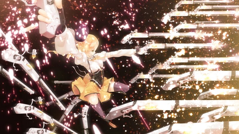 anime girl with guns in space
