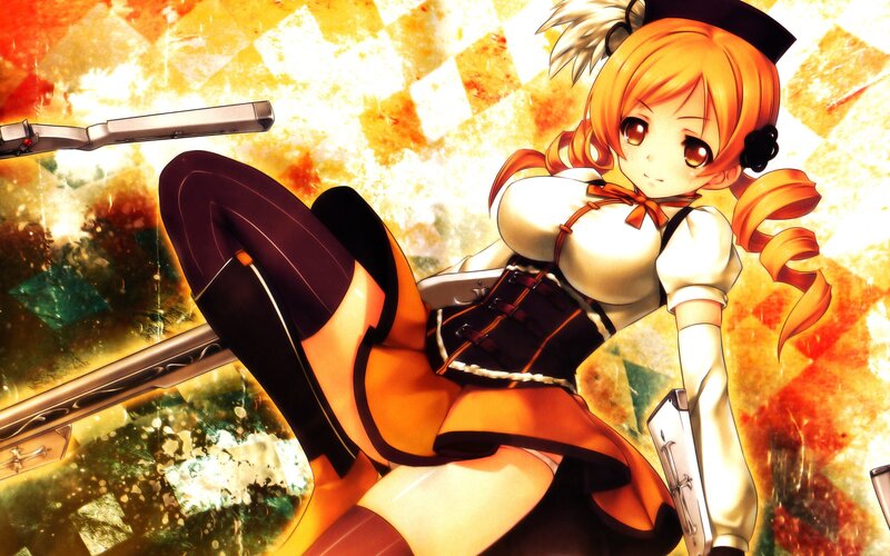 Anime Girl with Guns — Orange, Dramatic, Explosion
