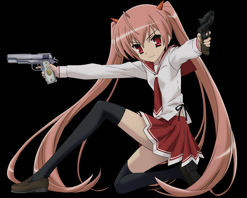 Anime Girl with Guns — Pink, Aggressive